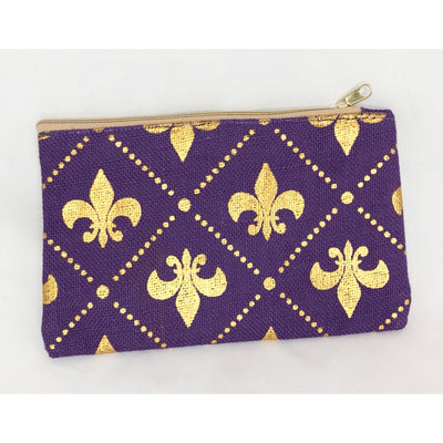 Fleur de Lis Mardi Gras Beaded Large Coin Purse