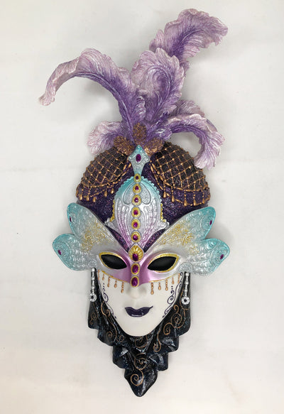Vintage Brass & Enamel Floral Mardi Gras Face Mask 6 Wall Decor Masquerade